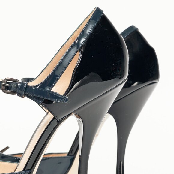 Bottega Veneta AW/12 Runway Vernice Black & Blue Patent-Leather Mary-Jane Heels - Picture 8 of 9
